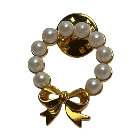 Penguin Family Brooch & Gold Wreath Pin With Faux Pearls A342 - Picture 3 of 10